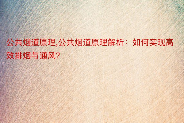 公共烟道原理,公共烟道原理解析：如何实现高效排烟与通风？