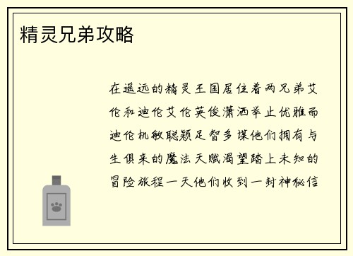 精灵兄弟攻略